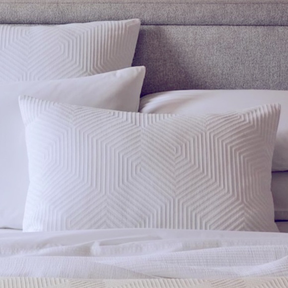 West Elm Organic Cotton Modern Geo Full Size Pillow Shams White - Picture 2 of 8